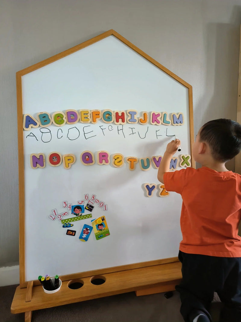 JoyKids Magnetic Whiteboard Double Sided with DUPLO Baseplate with stand 2yrs+ (Heavy Shipping)