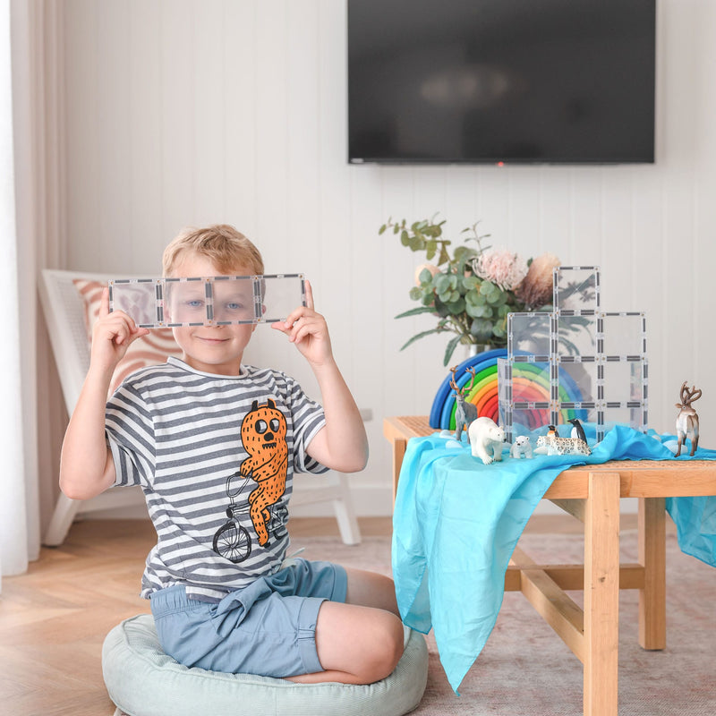 Connetix Tiles Clear Rectangle Pack 12 Piece Best Seller 3yrs+