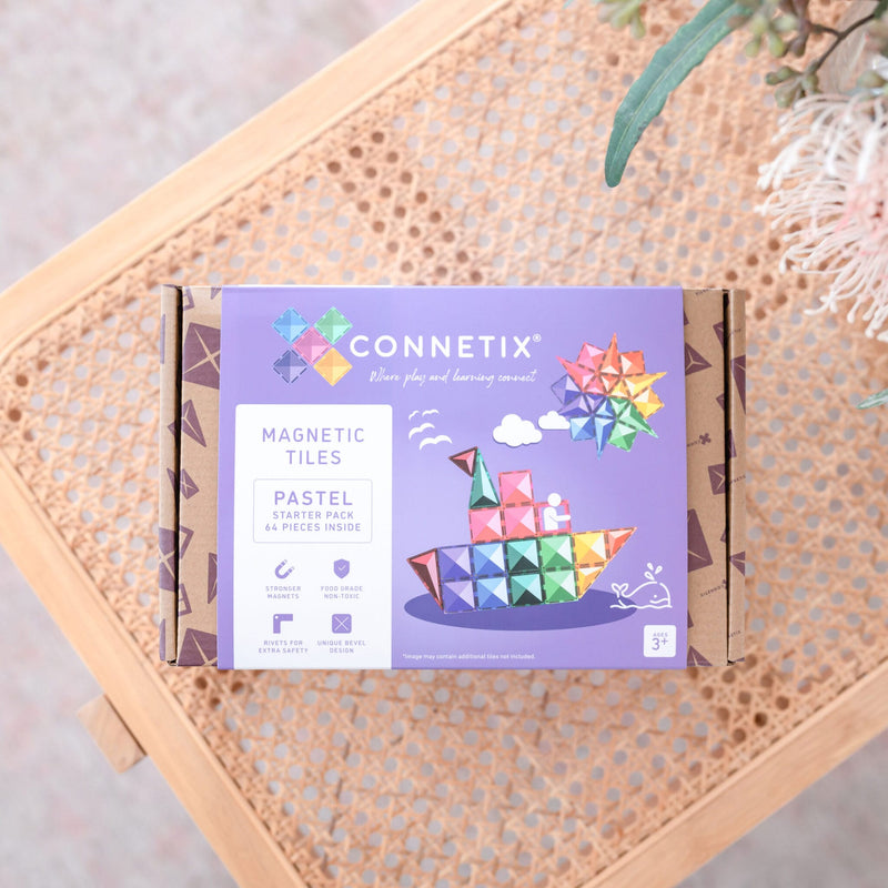 Connetix Tiles Pastel Starter Pack 64 Piece Best Seller 3yrs+