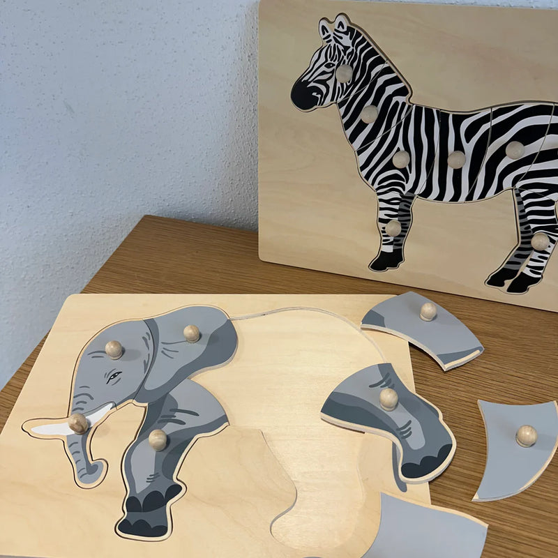 Viga Toys Montessori Wooden Elephant Knob Puzzle 8pcs Developmental Toys Baby Toys 18m+