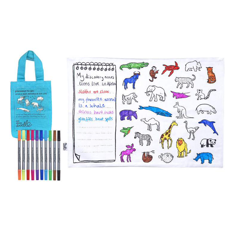 World Map Tablecloth Placemat to Go by Eat Sleep Doodle Art and Craft for Kids Travel Toys 3yrs+