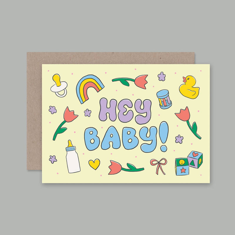 HEY BABY New Born Kids Birthday Greeting Card by AHD Paper Co New Born Card