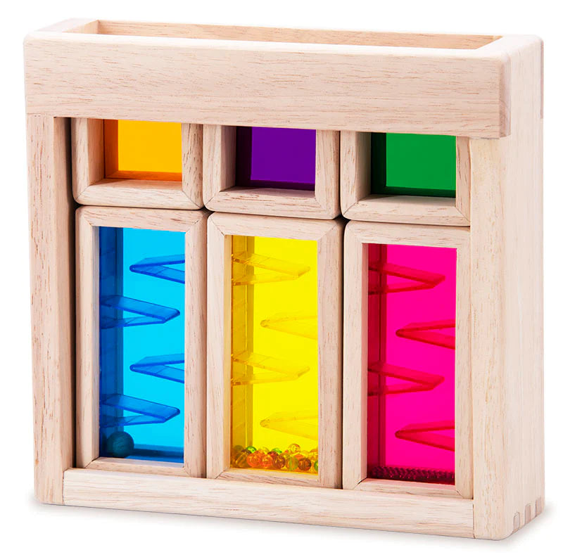 Sensory Wooden Raining Sound Blocks 6pc by Wonderland Sensory Building Blocks Toys Developmental Toys for Toddlers Gifts Idea Best Seller 2yrs+