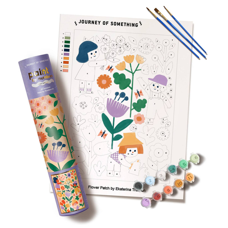 Kids Activity Paint by Numbers Kit Flower Patch A4 Canvas Size by Journey Of Something Art and Craft for Kids Gifting Idea for 5yrs+
