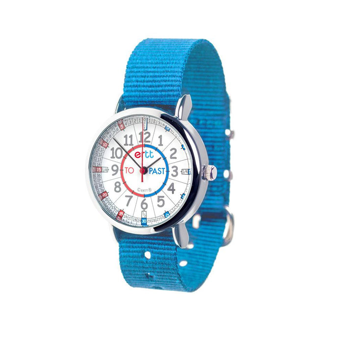 EasyRead Watch Blue band with Red and Blue Face - Learn to tell Time Past and To4yrs+