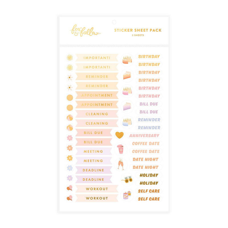 Fox & Fallow Planner Sticker Set Metallic