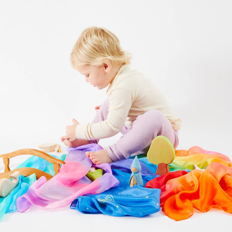 Sarah’s Silks Rainbow Mini Enchanted Playsilks 100% Silk Natural Waldorf Toys 3yrs+