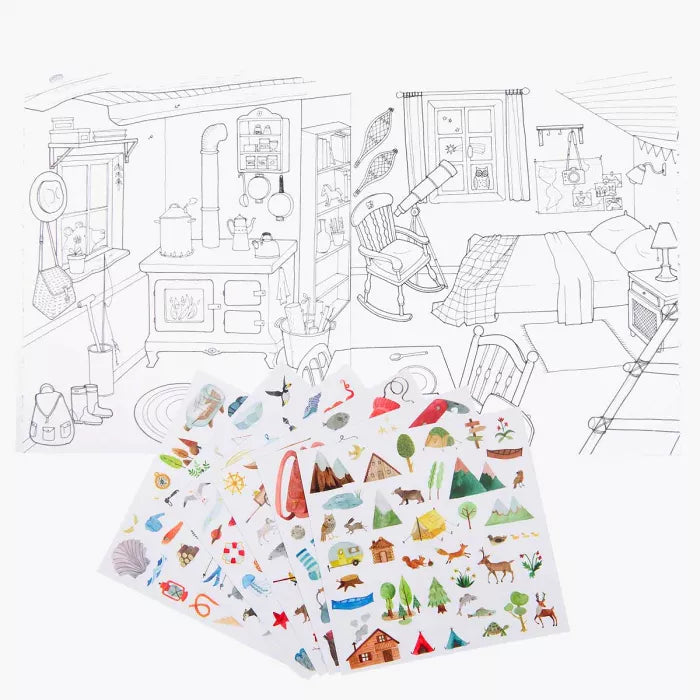 Explorer Colouring Activity Book with 195 Stickers (Paperback) by Moulin Roty Travel Toys