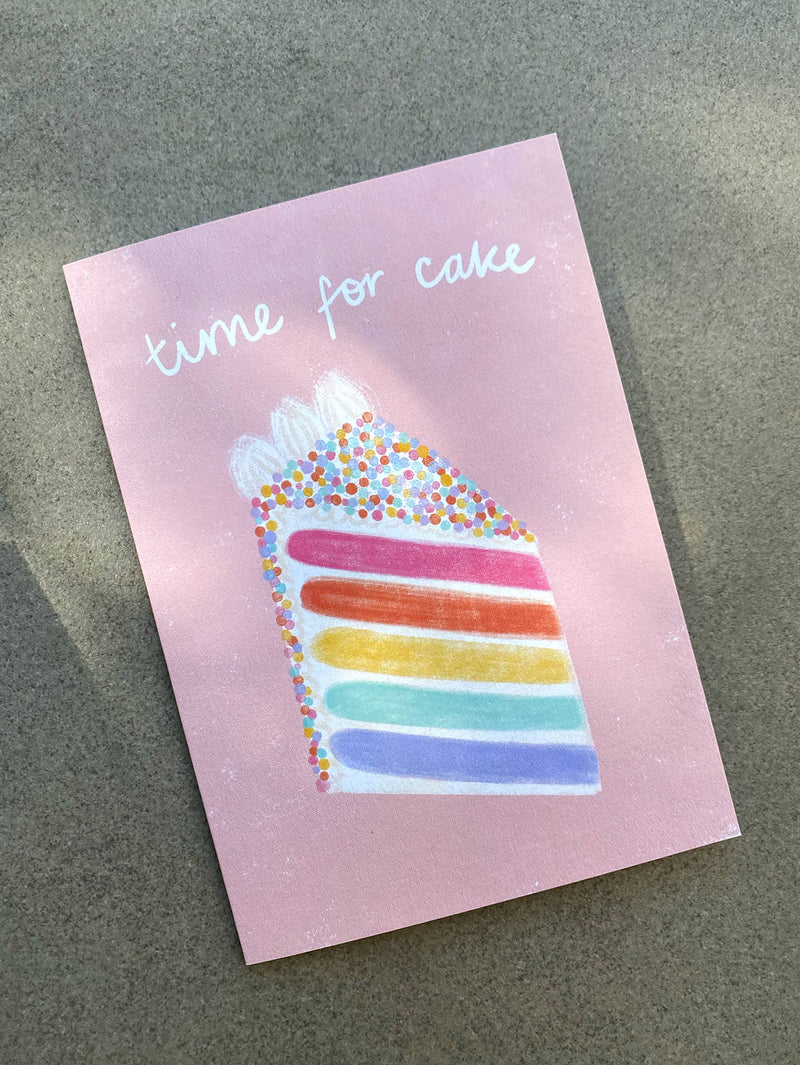 Time for Cake Birthday Greeting Card  By Lauren Sissons Studio Birthday Card