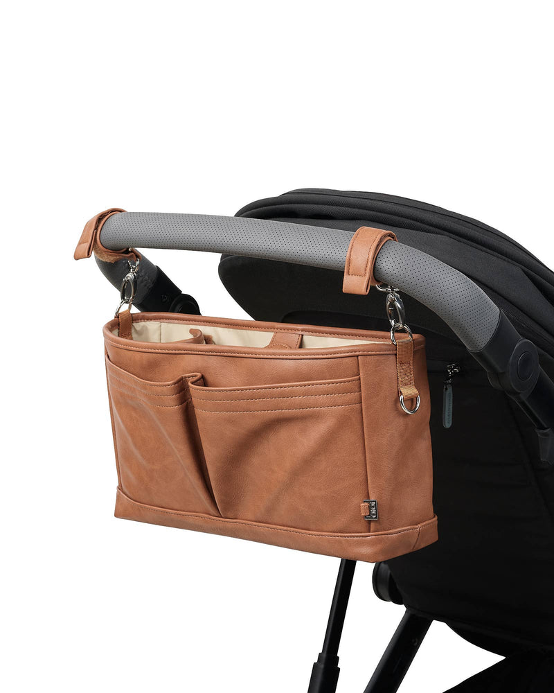 OiOi - Tan Vegan Leather Stroller Organiser/Pram Caddy
