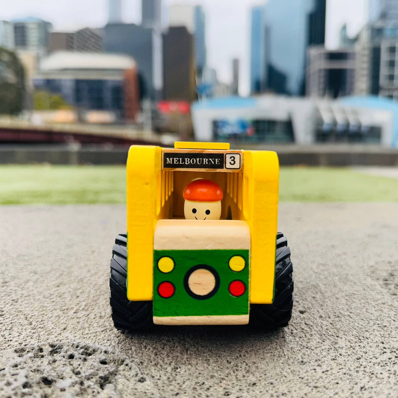 ToysLink Wooden Melbourne Tram with a Driver Wooden Toys Vehicle Gifting Idea for 3yrs+