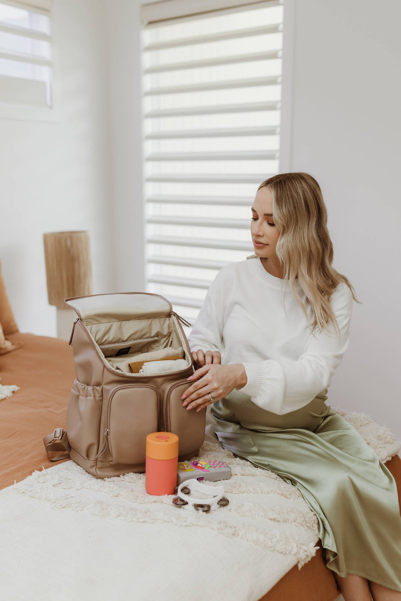 OiOi - Signature Nappy Backpack - Oat Dimple Vegan Leather Mothers Day