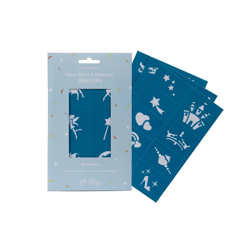 Oh Flossy Reusable Adhesive Face Paint and Makeup Stencils Kids Makeup Set Teal 3yrs+