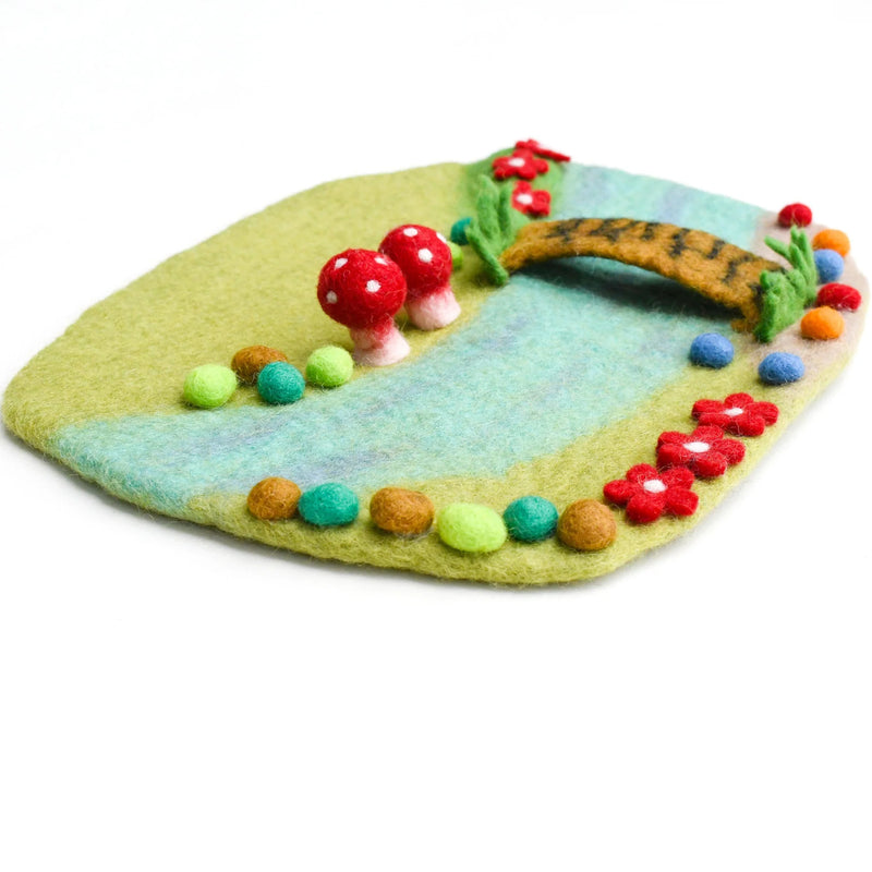 Tara Treasures Small Felt Fairy River And Bridge Play Mat Playscape 35cm Pretend & Imaginative Play Best Seller Fairy Unicorn and Castle Theme 3yrs+