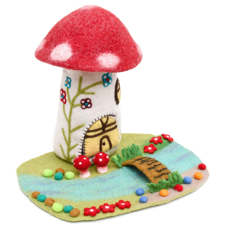 Tara Treasures Small Felt Fairy River And Bridge Play Mat Playscape 35cm Pretend & Imaginative Play Best Seller Fairy Unicorn and Castle Theme 3yrs+