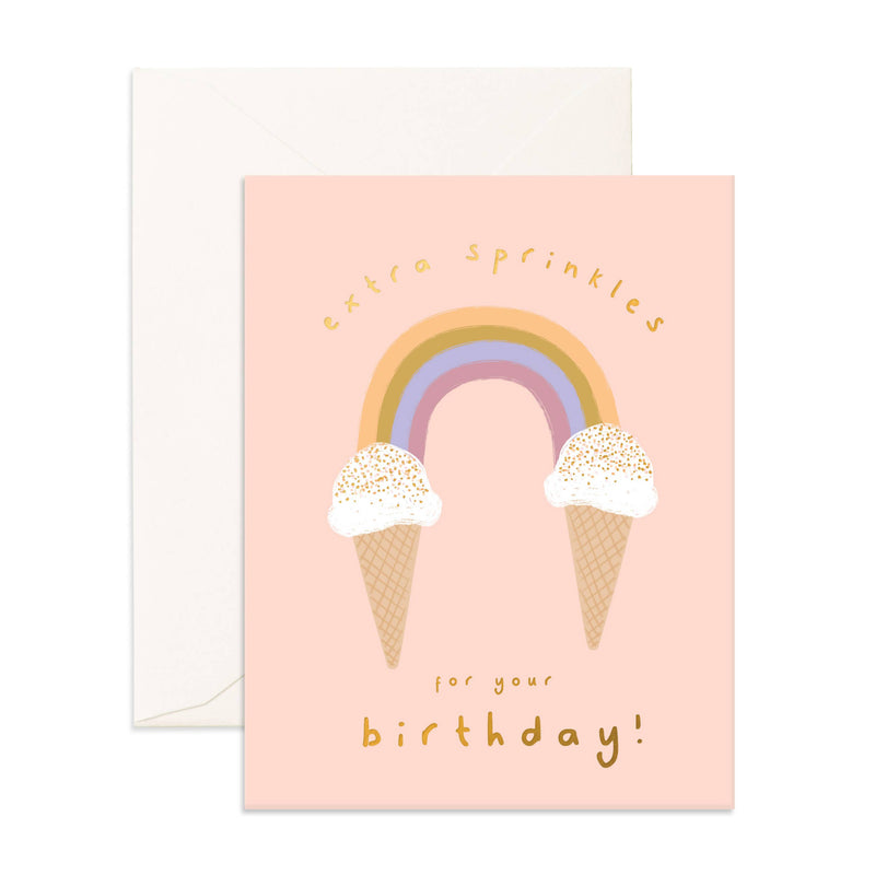 Fox & Fallow Extra Sprinkles Rainbow Cone Foil Birthday Card