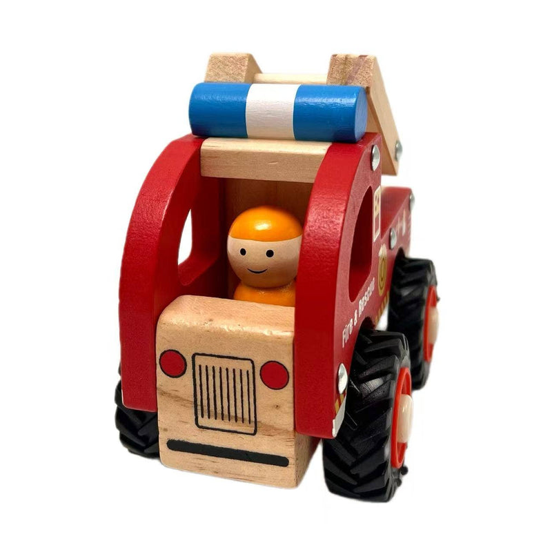 ToysLink Wooden Fire Engine Truck Toy Car Baby Toddler Toys Gifting Idea for 18m+