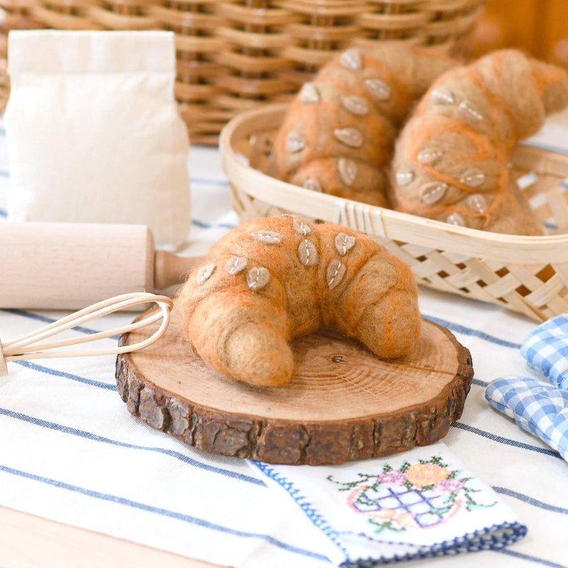 Tara Treasures Felt Almond Croissant Pretend and Imaginative Play Kitchen Accessories 3yrs+