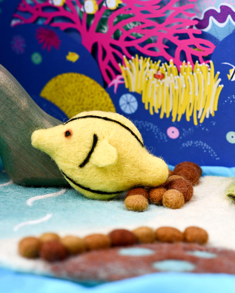 Tara Treasures Felt Yellow Tang Fish Pretend & Imaginative Play Felt Animals Retired 3yrs+