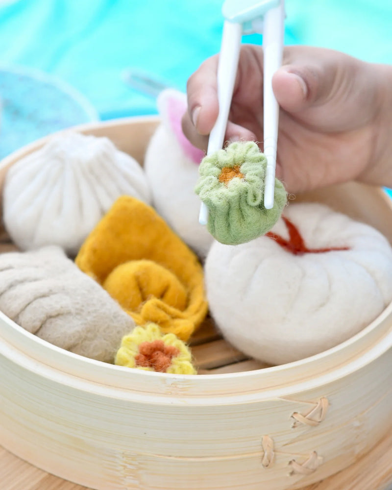 Tara Treasures Felt Dim Sum Yum Cha Set of 7 Pretend and Imaginative Play Kitchen Accessories 3yrs+