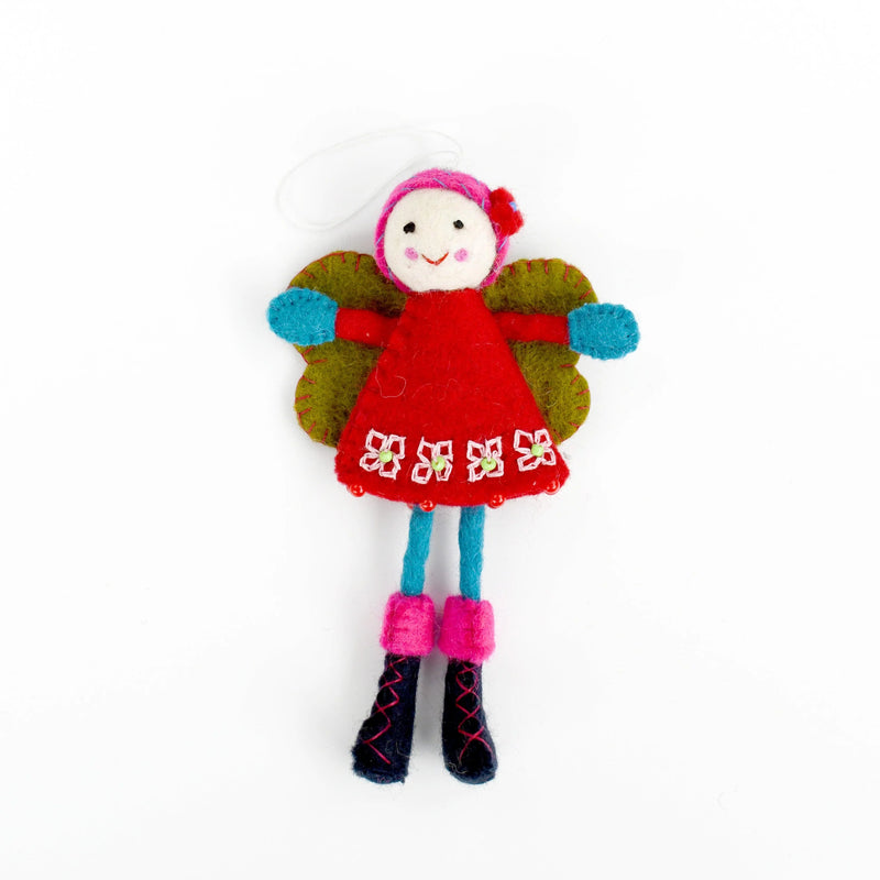 Tara Treasures Felt Fairy Red Dress Pretend & Imaginative Play Toys Felt Figure Fairy Unicorn and Castle Theme 3yrs+