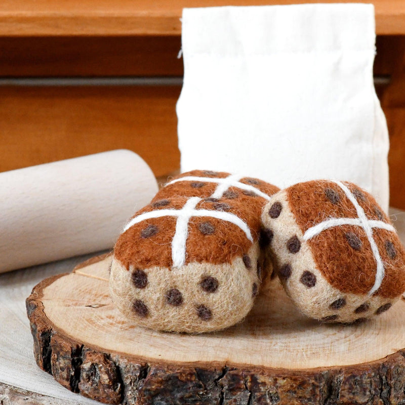 Tara Treasures Felt Hot Cross Buns Set of 3 Pretend and Imaginative Play Easter Toys 4yrs+