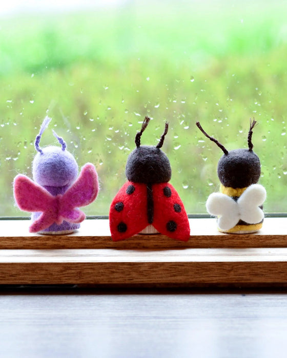 Tara Treasures Bugs Peg Dolls Set - Bee, Ladybug and Butterfly