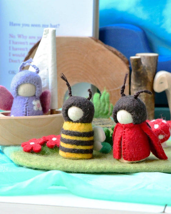 Tara Treasures Bugs Peg Dolls Set - Bee, Ladybug and Butterfly
