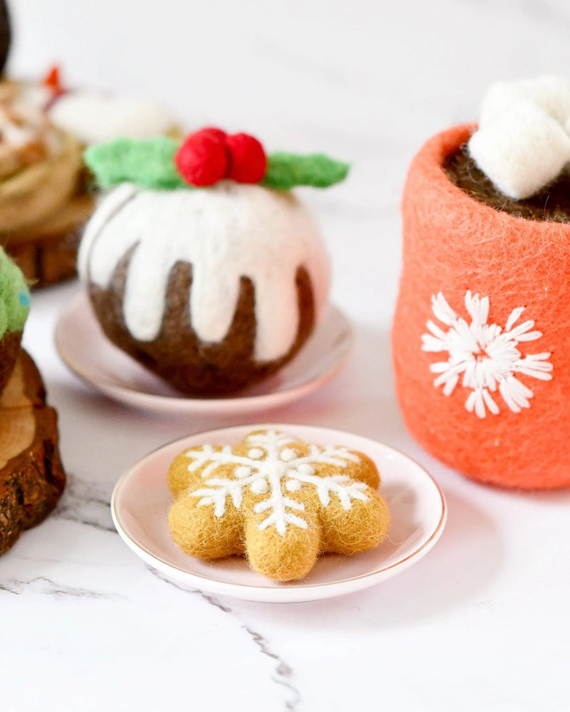 Tara Treasures Felt Snowflake Cookie Pretend and Imaginative Play Kitchen Accessories Christmas Range 3yrs+