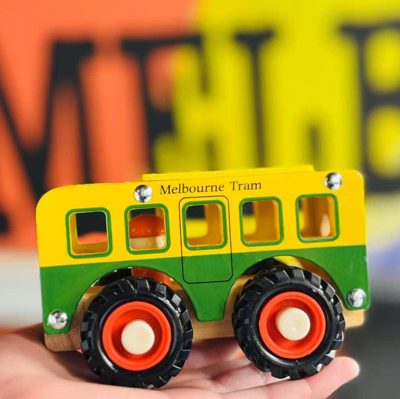 ToysLink Wooden Melbourne Tram with a Driver Wooden Toys Vehicle Gifting Idea for 3yrs+