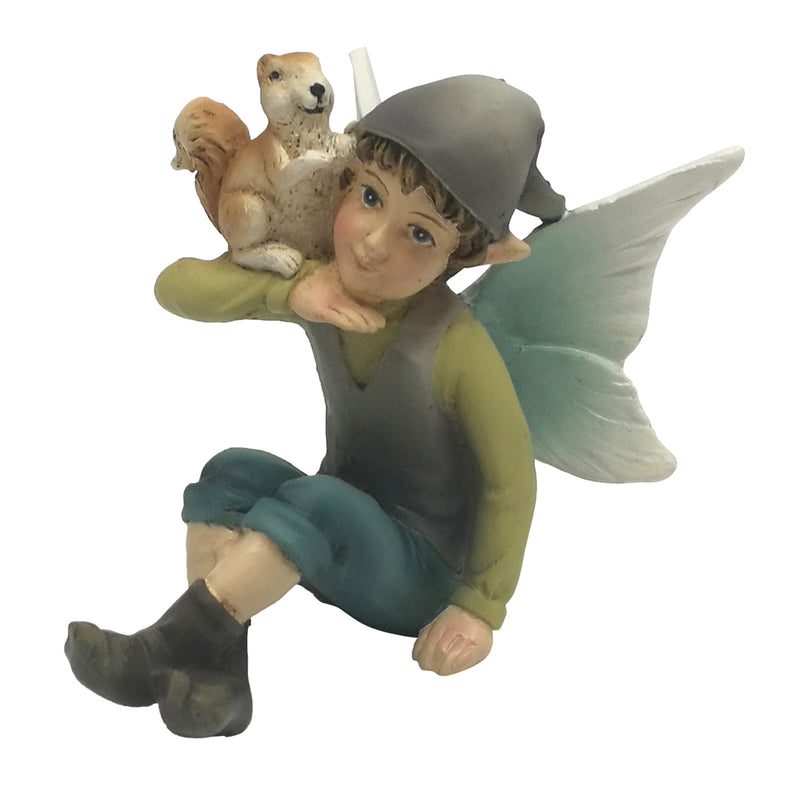 Sitting Fairy with Squirrel Figurine Decoration by Jopaz