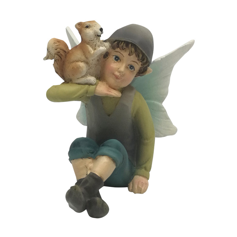 Sitting Fairy with Squirrel Figurine Decoration by Jopaz