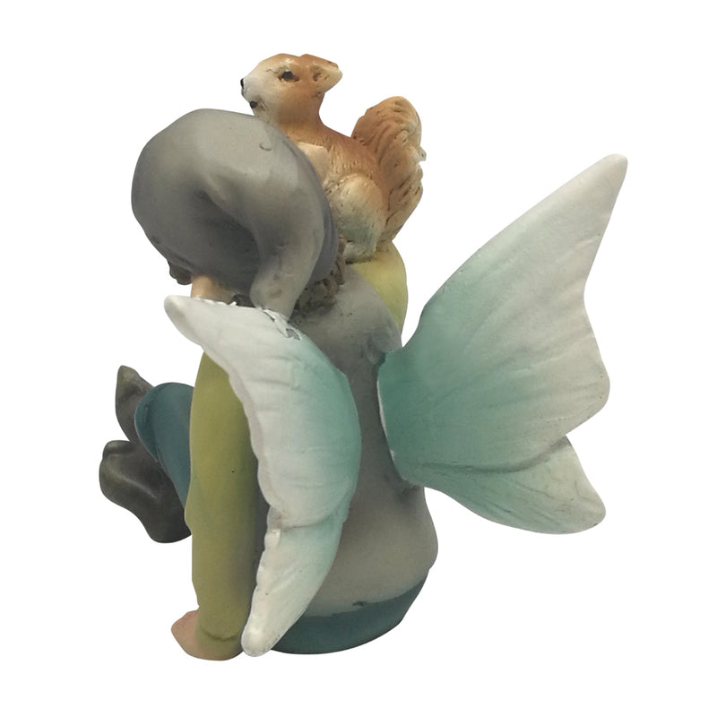 Sitting Fairy with Squirrel Figurine Decoration by Jopaz