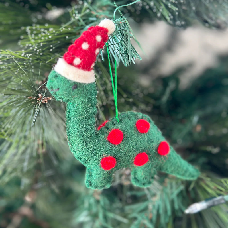 Pashom Felt Christmas Tree Decor - Felt Green Dinosaur Brontosaurus Dinosaur toy Pretend & Imaginative Play Toys Dinosaur and Dragon Theme Christmas Range 3yrs+