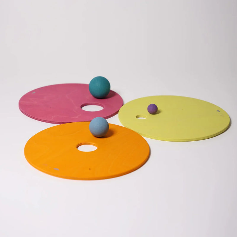 Grimm's NEW Rolling Disc and Ball Set for Stapelstein Warm Pastel 3yrs+
