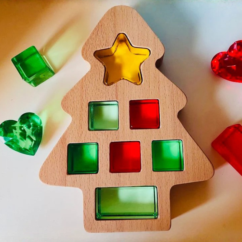 My Little Creator Home Sweet Home Star Lucite Christmas Tree Set 8pcs Wooden Toys Gift Idea for 18m+