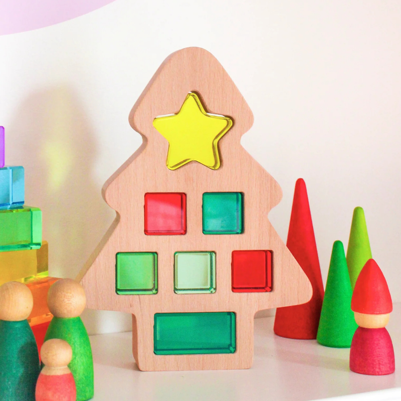 My Little Creator Home Sweet Home Star Lucite Christmas Tree Set 8pcs Wooden Toys Gift Idea for 18m+