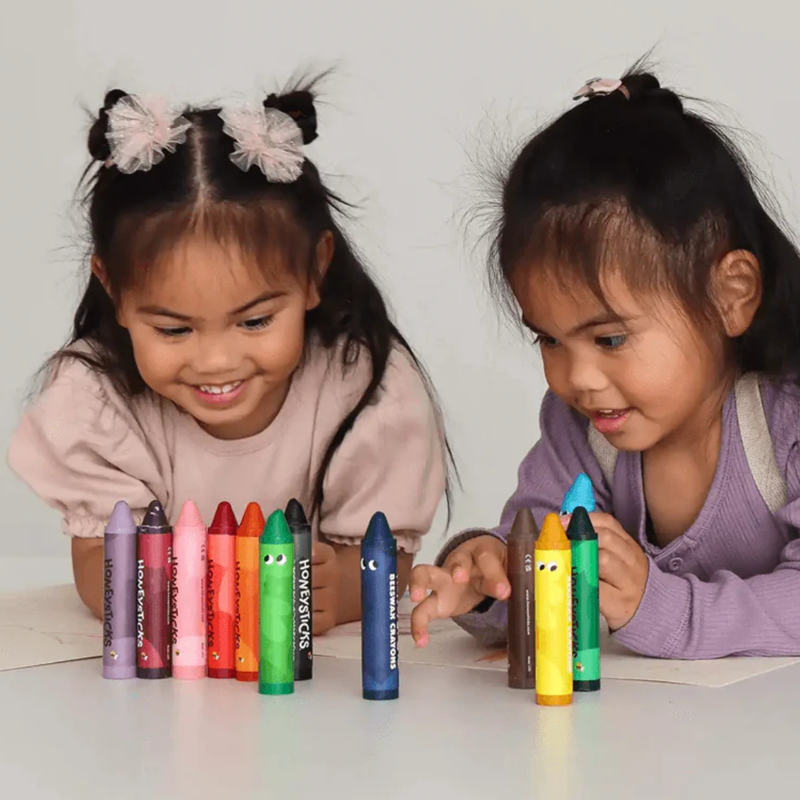Honeysticks Beeswax Crayons Jumbos 12 Colours Toddler Art and Craft for Kids Developmental Toys for Toddlers 12m+
