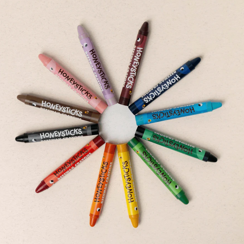 Honeysticks Beeswax Crayons Jumbos 12 Colours Toddler Art and Craft for Kids Developmental Toys for Toddlers 12m+