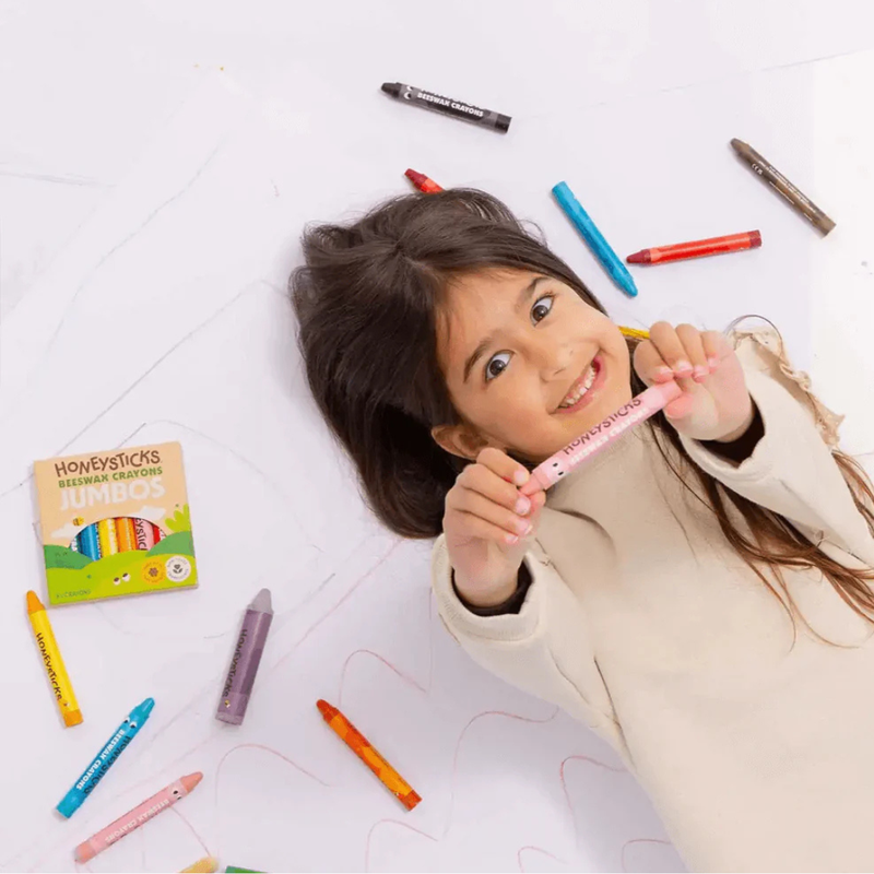 Honeysticks Beeswax Crayons Jumbos 12 Colours Toddler Art and Craft for Kids Developmental Toys for Toddlers 12m+