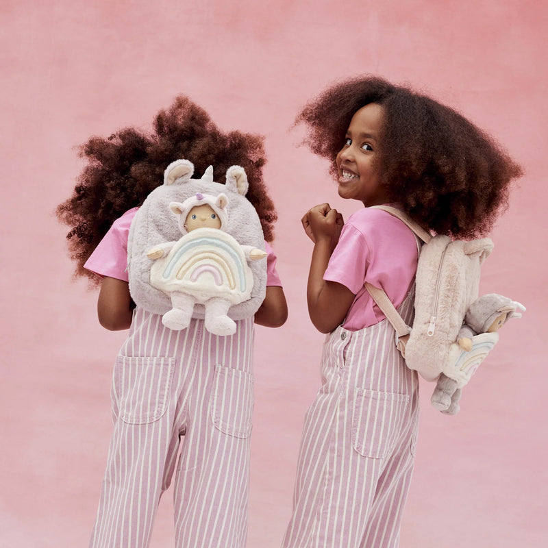 Olli Ella Lilac Hopalong Unicorn Backpack with Dinky Dinkums Unicorn Set Gifting Idea Best Seller Fairy Unicorn and Castle Theme 3yrs+