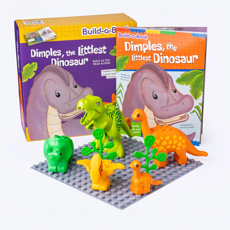 Dimples the Littlest Dinosaur Book and Bricks Set by Yay4Play Early Literacy Building Blocks 3yrs+