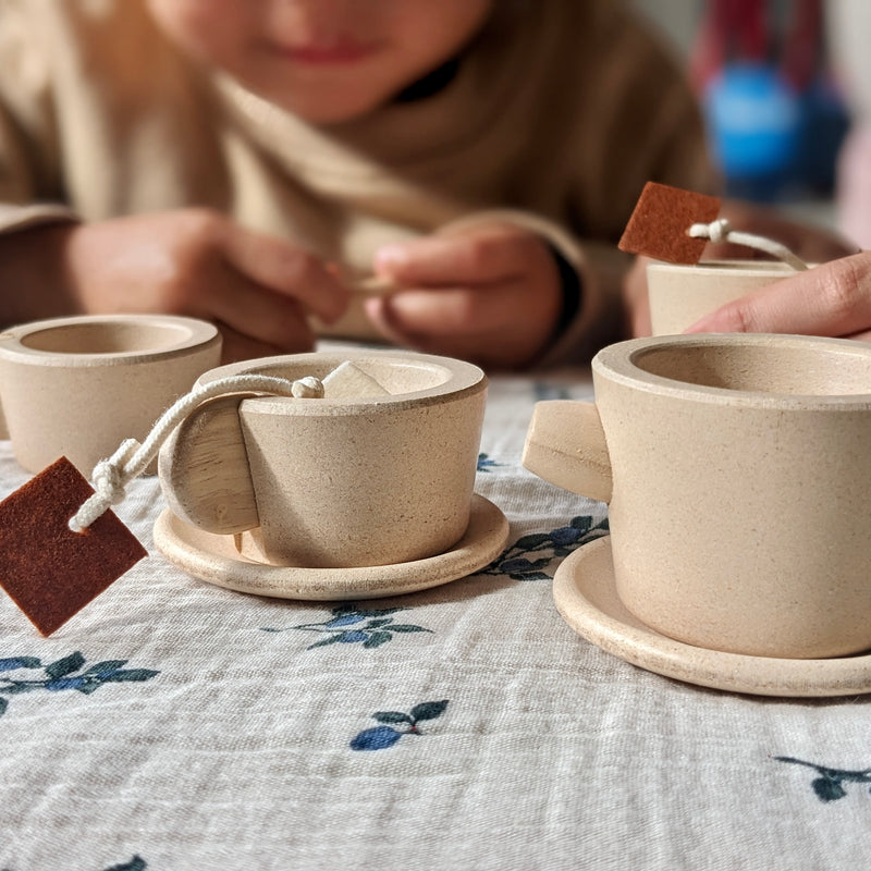 PlanToys Wooden Tea Set 13 pieces Pretend Play Kitchen  Developmental Toys for Toddlers Gifts Idea Best Seller 2yrs+