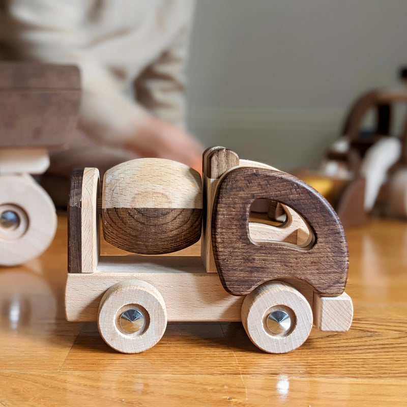 Goki Nature Cement Mixer Wooden Toy Car  Developmental Toys for Toddlers Gifts Idea 2yrs+