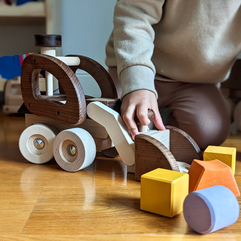 Goki Nature Digger / Bulldozer Wooden Toy Car Best Seller 3yrs+