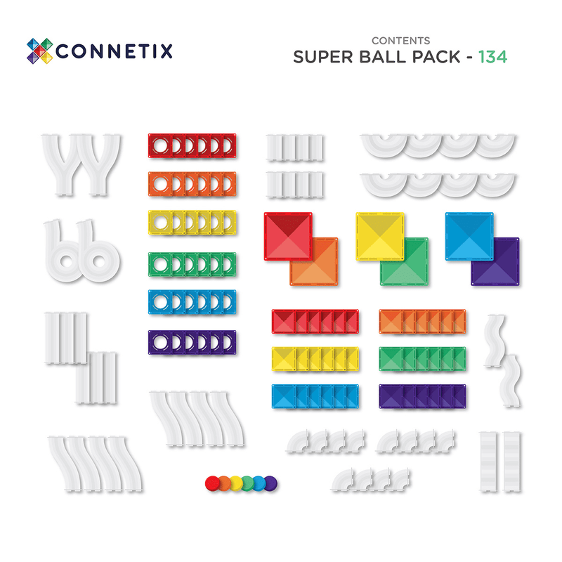 Connetix Tiles Rainbow Super Ball Run Pack 134 pc Pack NEW 2025 3yrs+ PREORDER MID DECEMBER