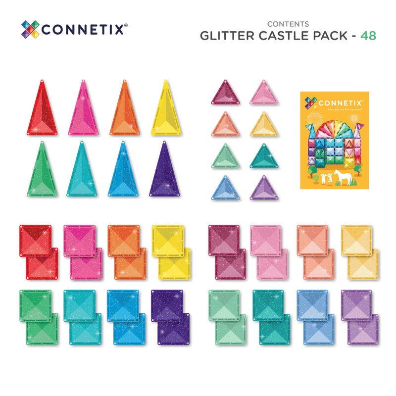 Connetix Tiles Glitter Castle Pack 48pc NEW 3yrs+