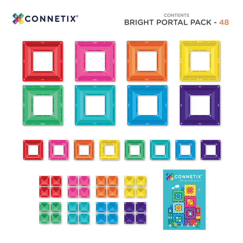 Connetix Tiles Bright Portal Pack 48pc NEW Rainbow Bright Pack 3yrs+