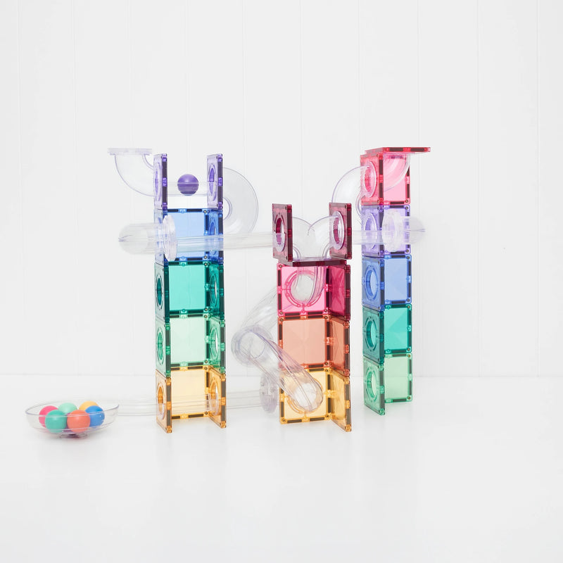 Connetix Tiles Pastel Ball Run 106 Piece/ New 2026 Pastel Ball Run 114 Piece Pack 2 Options Best Seller 3yrs+