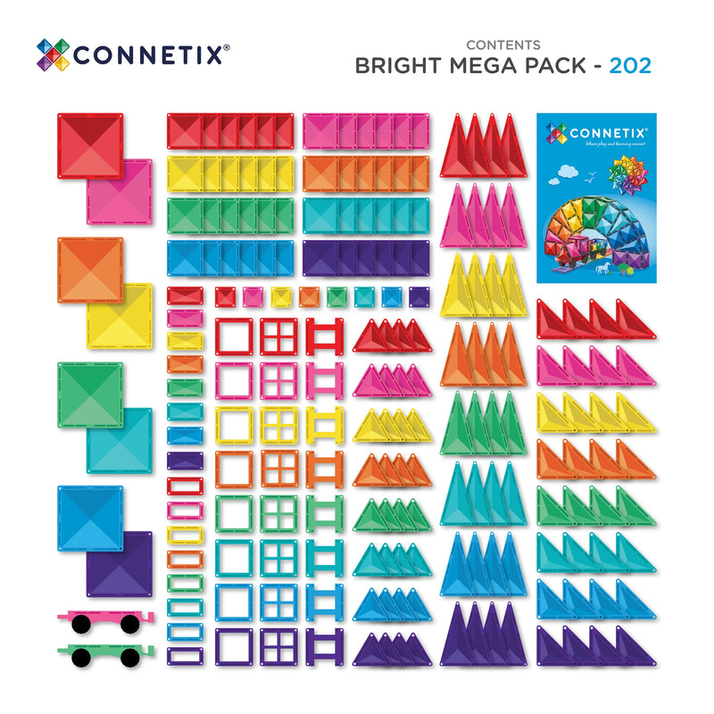 Connetix Tiles Rainbow Mega Pack 212 Piece/ New 2026 Bright Mega 202pc Pack 2 Options Best Seller 3yrs+